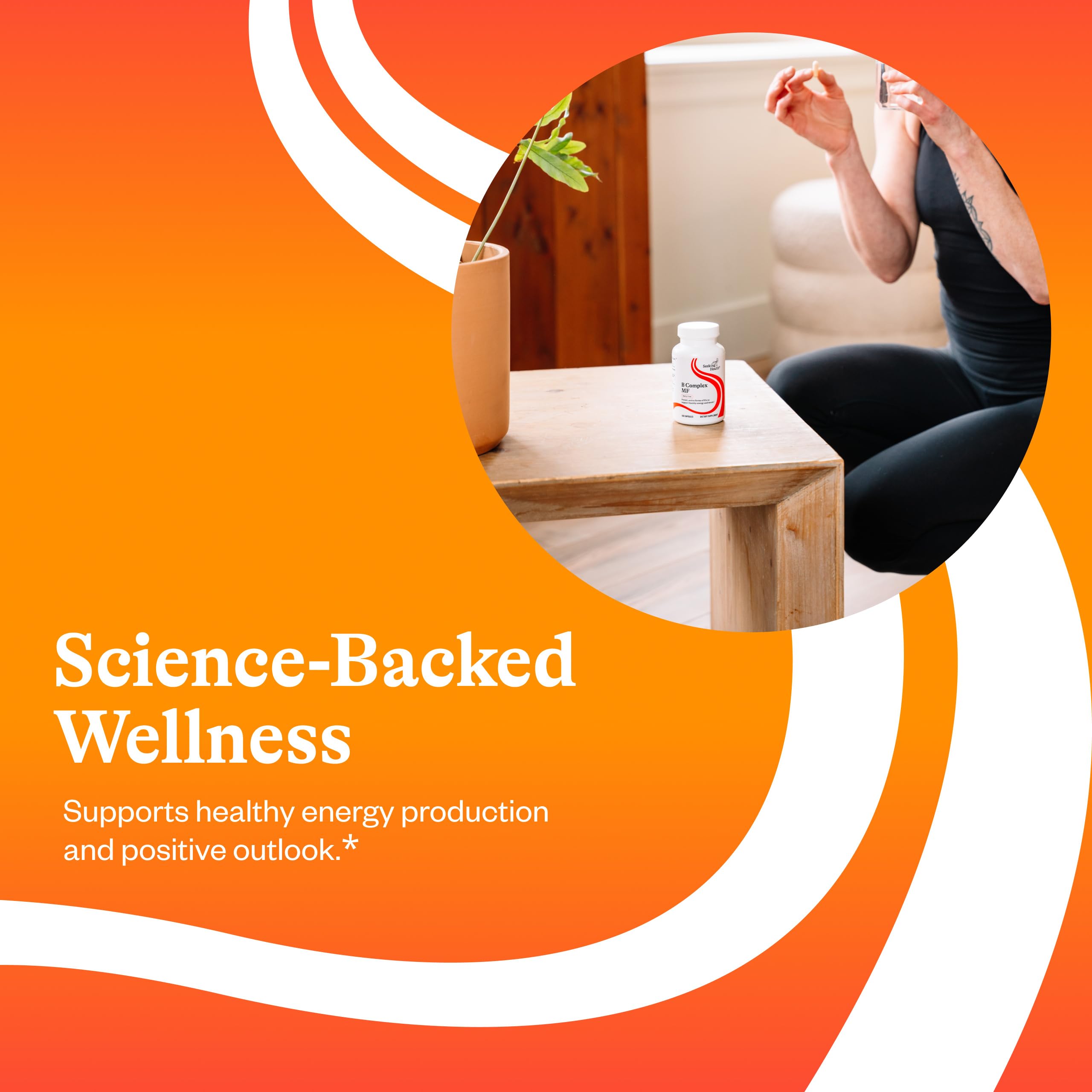Seeking Health Vitamin B Complex Supplement bottle with cap