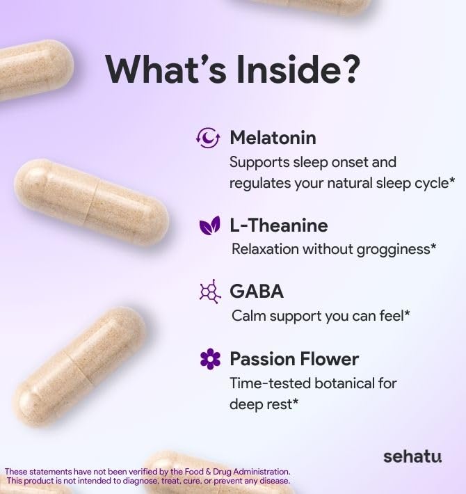 SEHATU Sleep Plus Supplement back view with dosage instructions