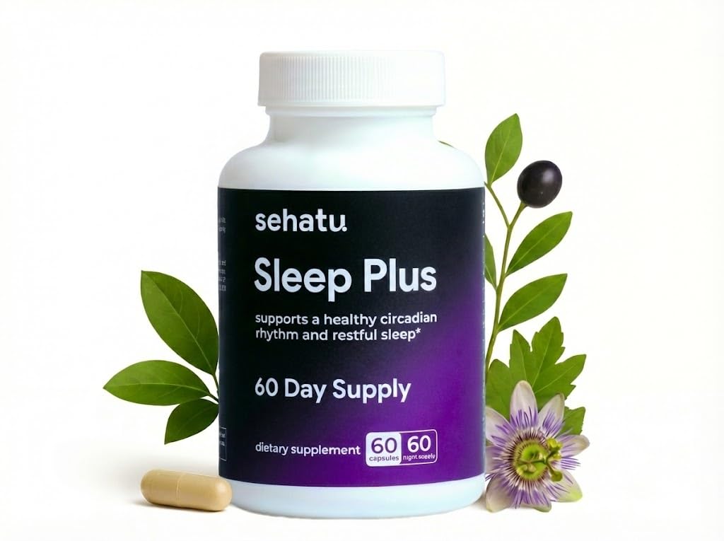 SEHATU Sleep Plus Supplement front view with capsule bottle