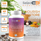 SelecWell Mangosteen and Turmeric Capsules bottle side view