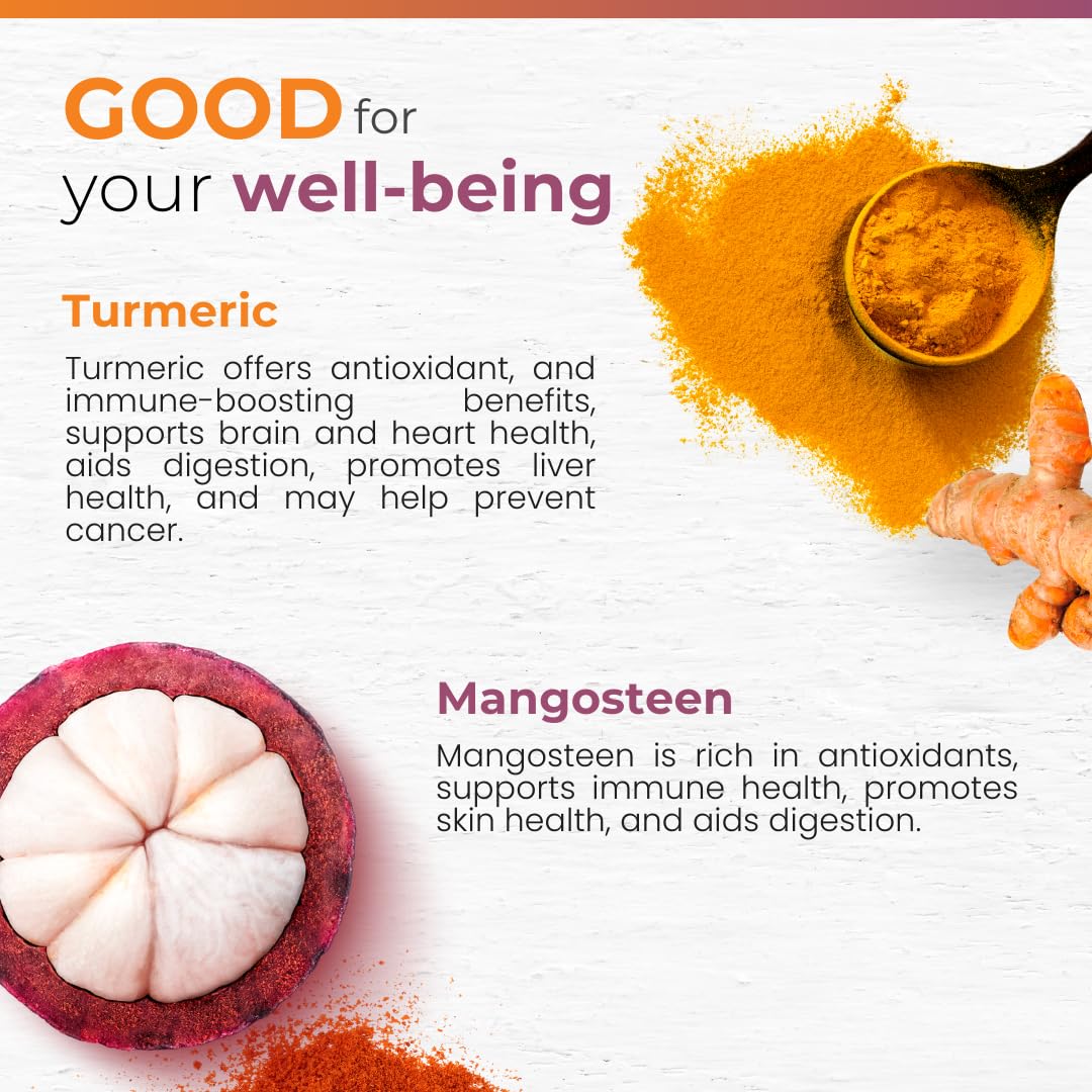 SelecWell Mangosteen and Turmeric Capsules with ingredients