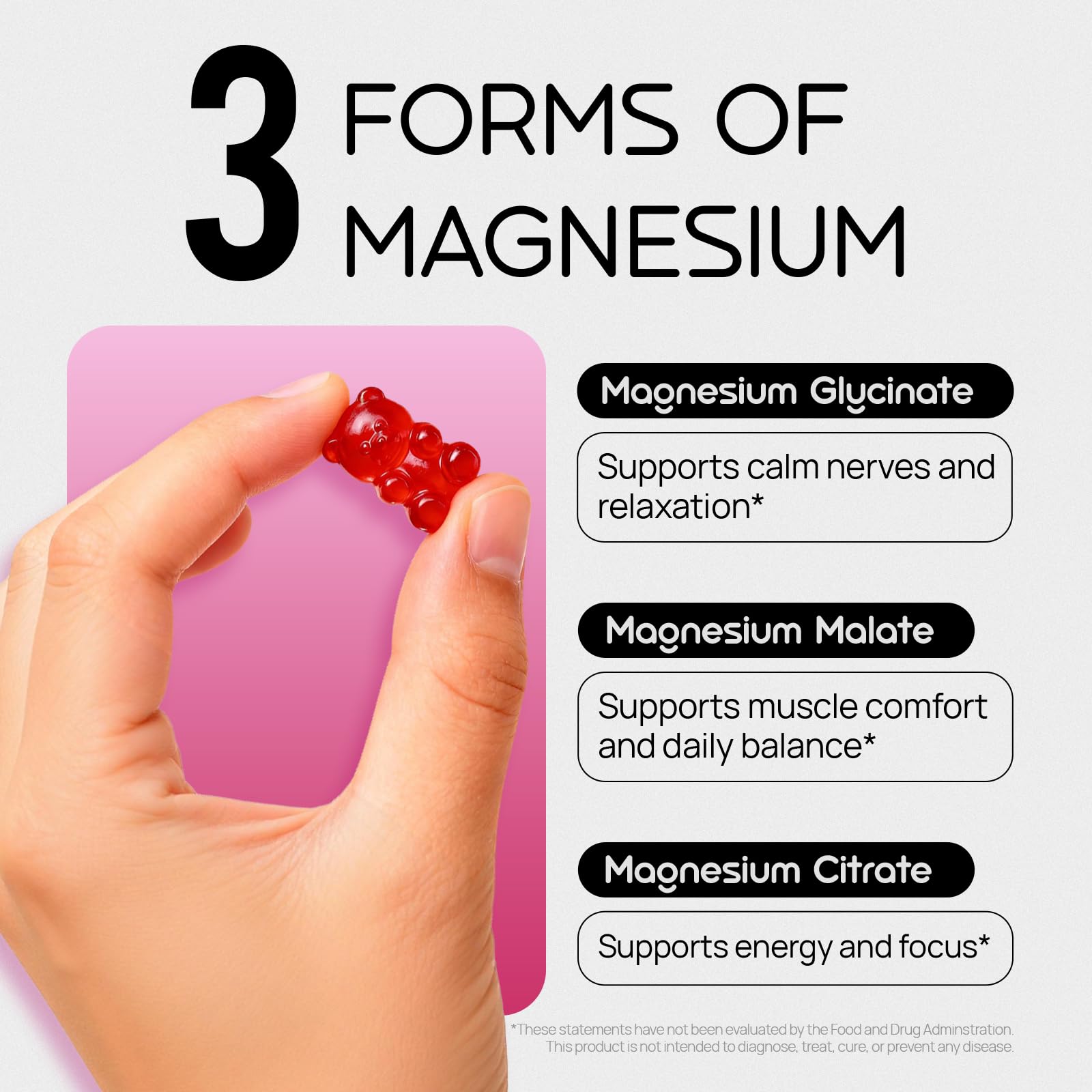 Selerb Magnesium Glycinate Gummies displayed with nutritional information