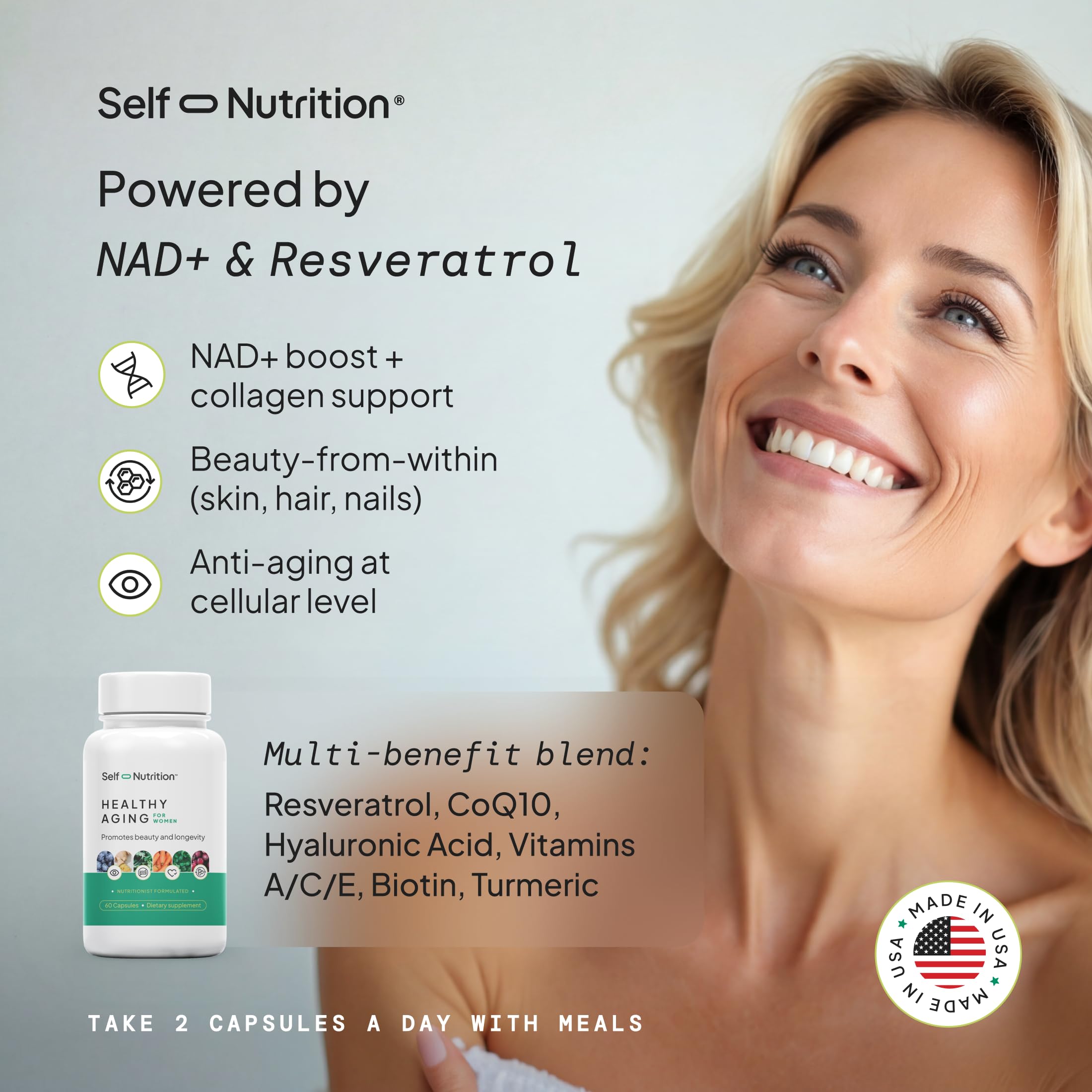 SELF NUTRITION Collagen Supplement side view with ingredients list