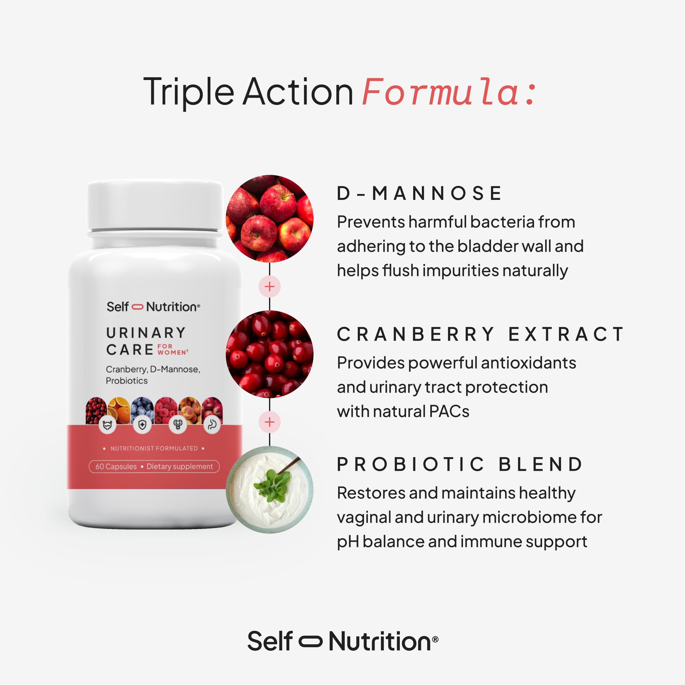 SELF NUTRITION Urinary Care Supplement bottle side view