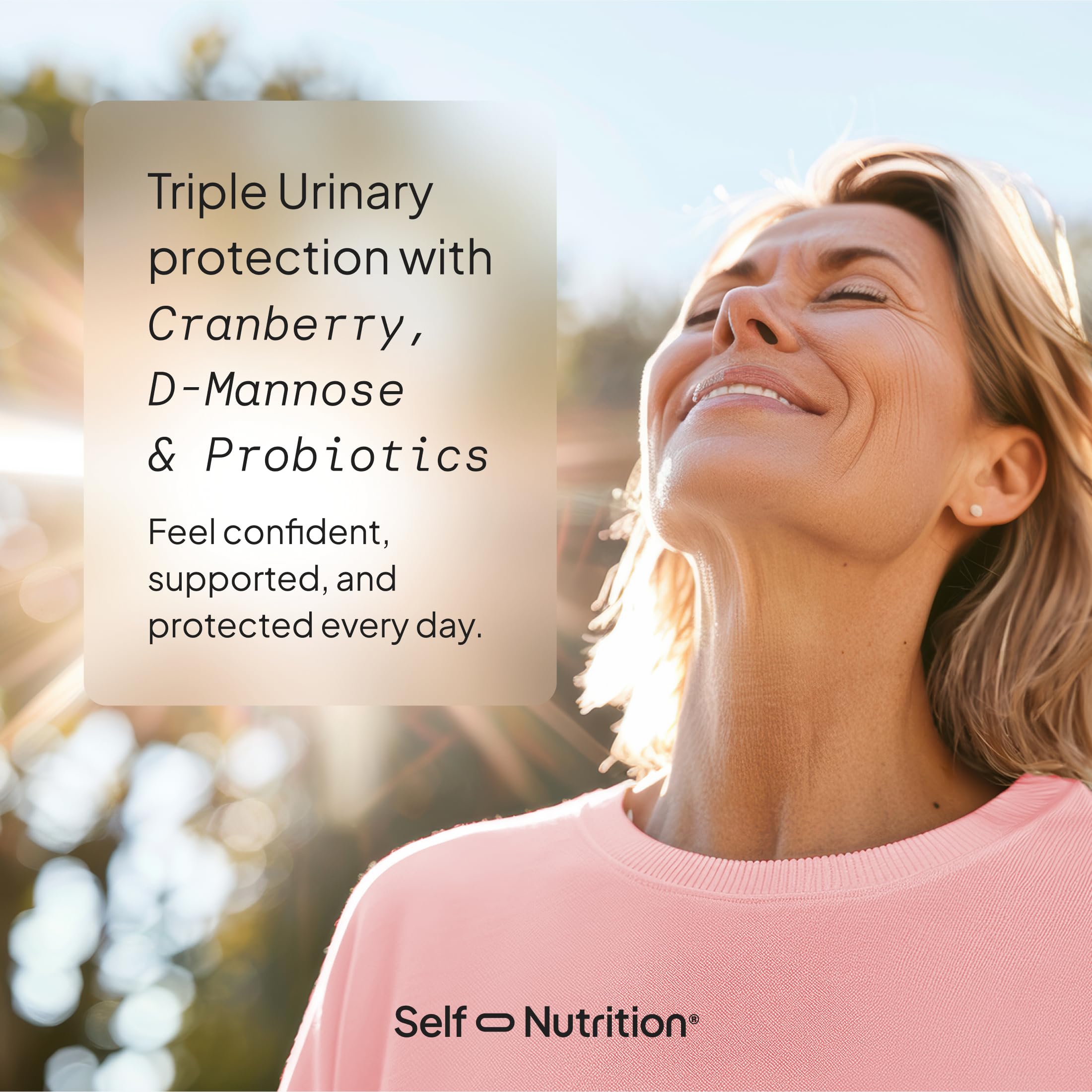 SELF NUTRITION Urinary Care Supplement bottle with measuring spoon