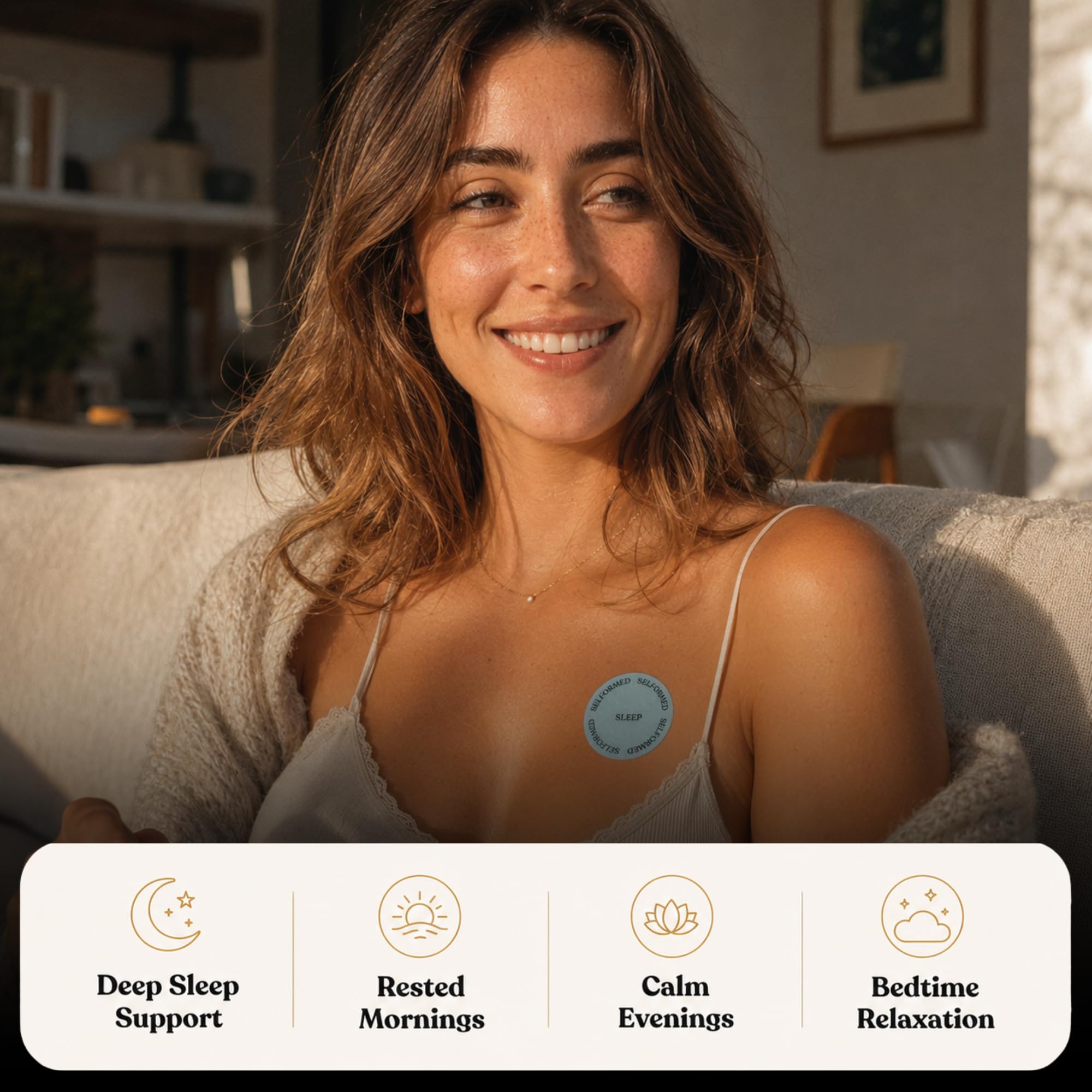 Selformed Magnesium Deep Sleep Patches on a bedside table