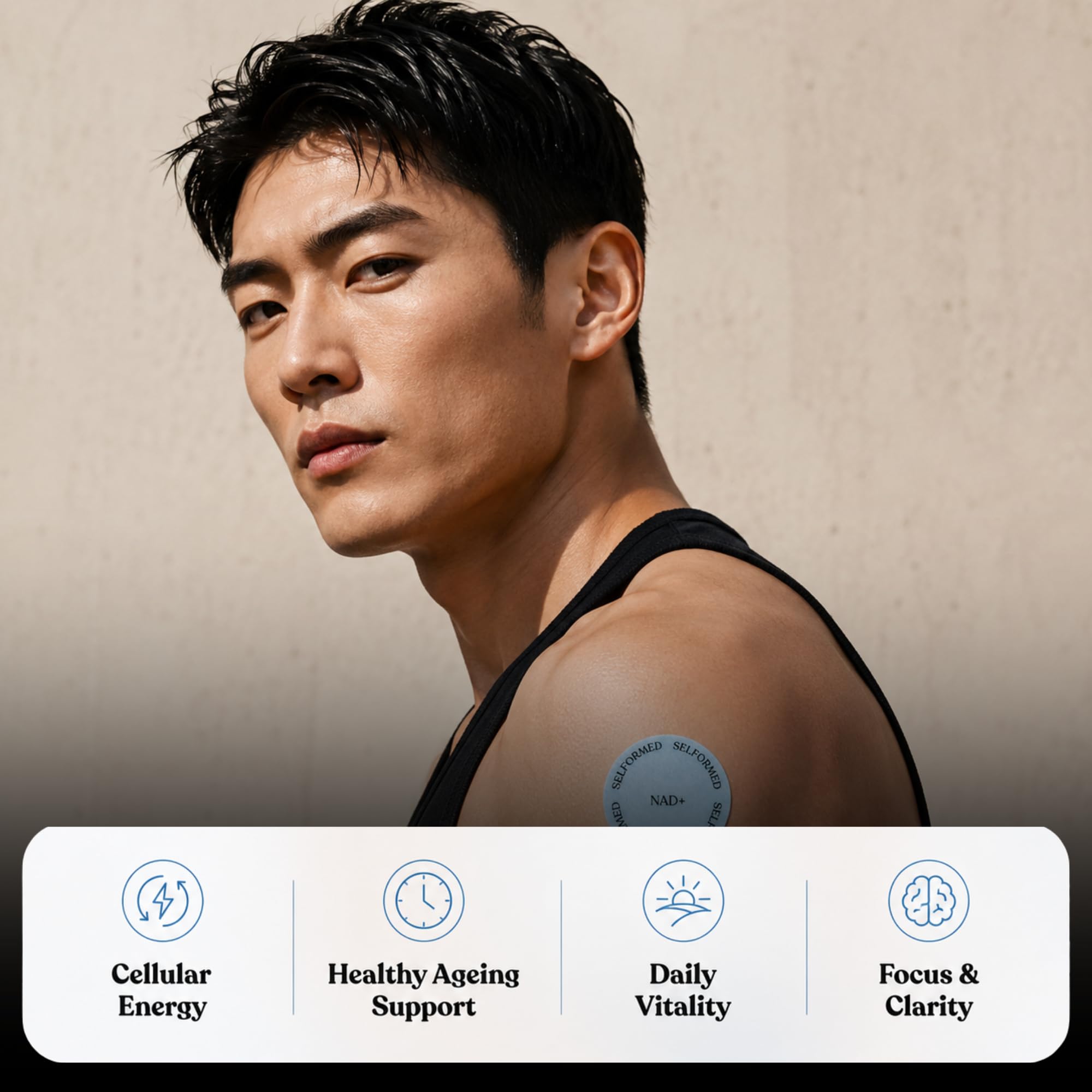 Selformed Youth Mode NAD+ Patches displayed on a wellness setup