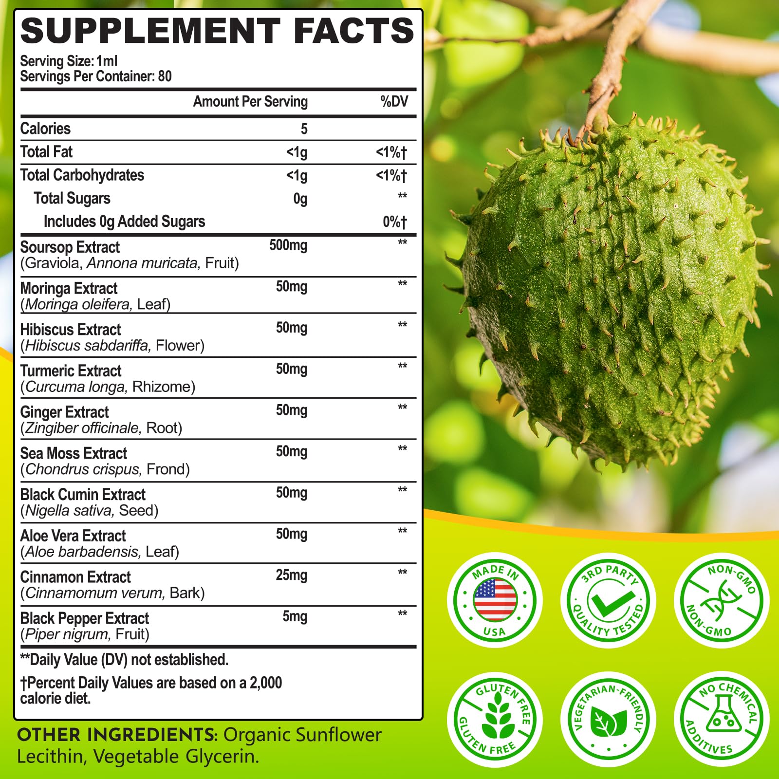 Selicheal Soursop Bitters Liquid 880MG bottle with cap