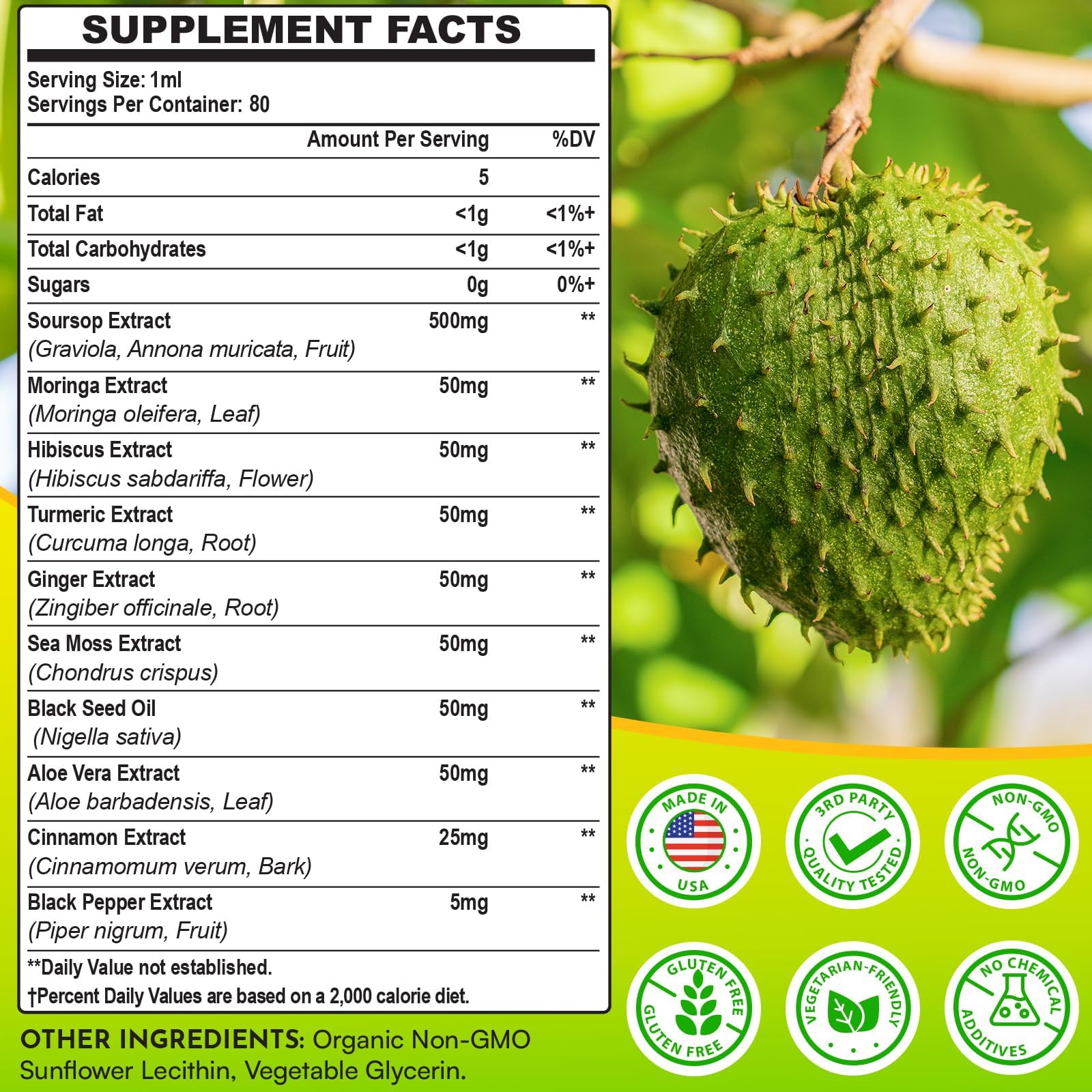 Selicheal Soursop Bitters Liquid 880MG packaging details