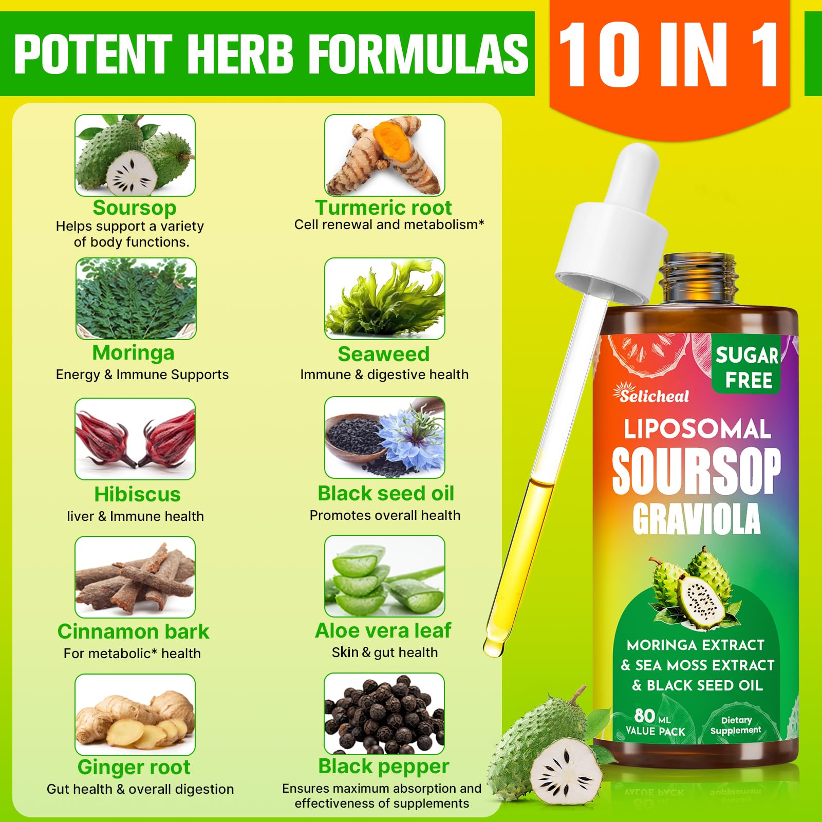 Selicheal Soursop Bitters Liquid 880MG side view