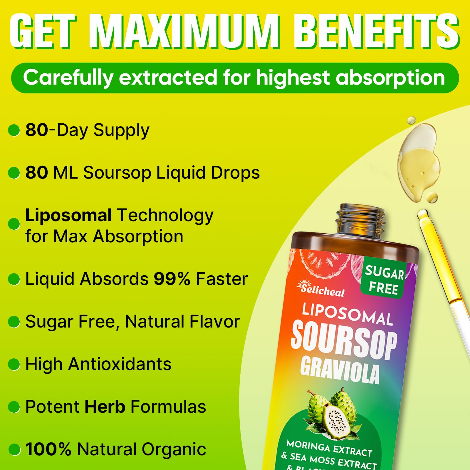 Selicheal Soursop Bitters Liquid 880MG with measuring dropper