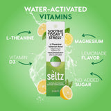 Seltz Effervescent Sleep Supplement Tablets in a glass of water