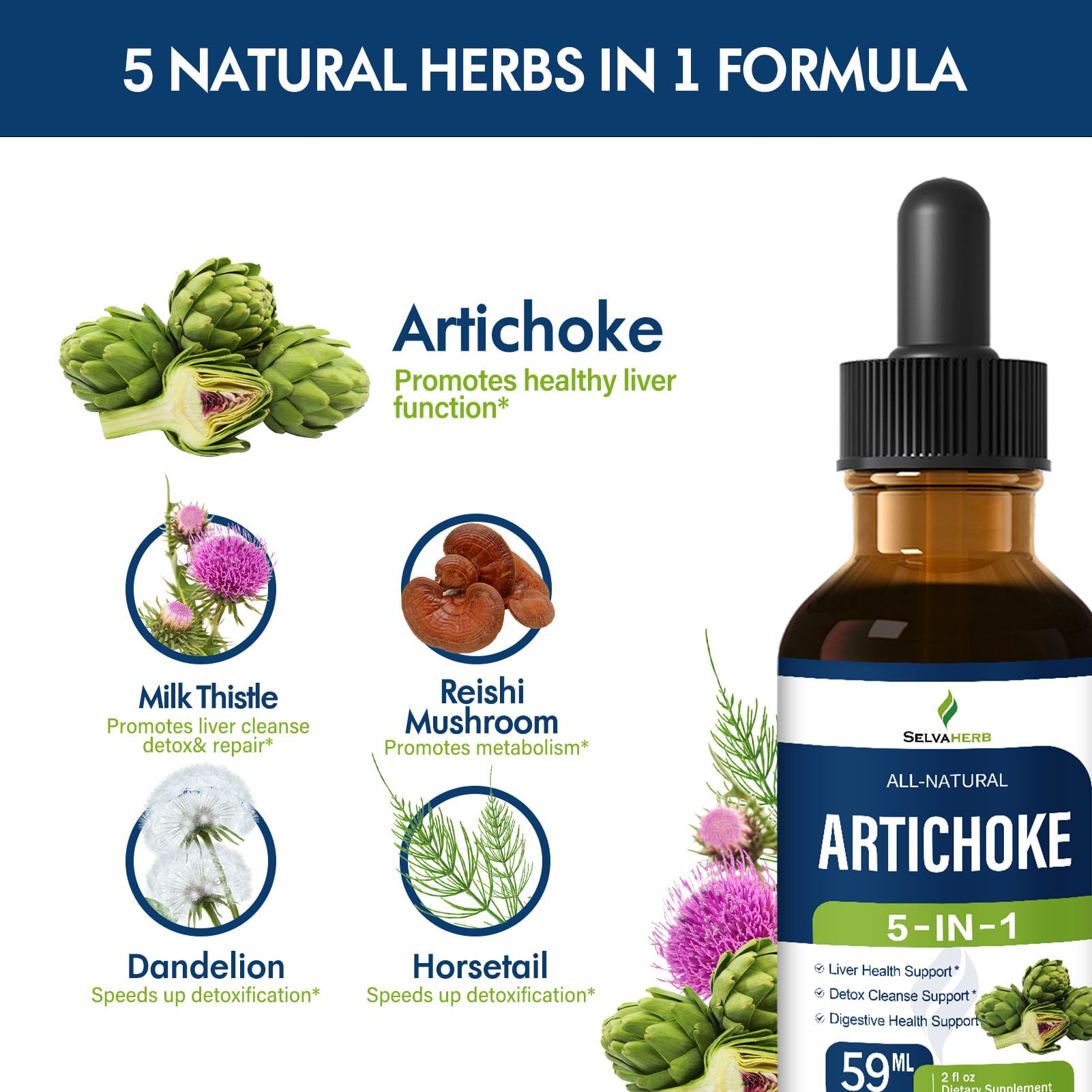 Selvaherb Artichoke Liver Health Supplement 150g liquid tincture with measuring dropper