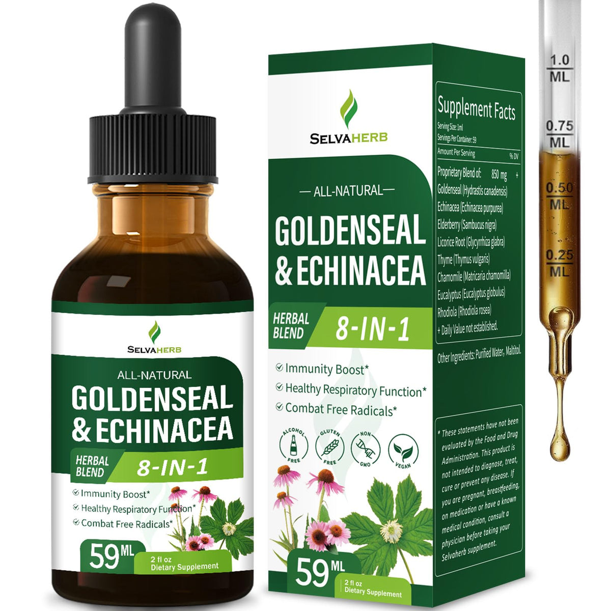 Selvaherb Echinacea Herbal Tincture 150g front view
