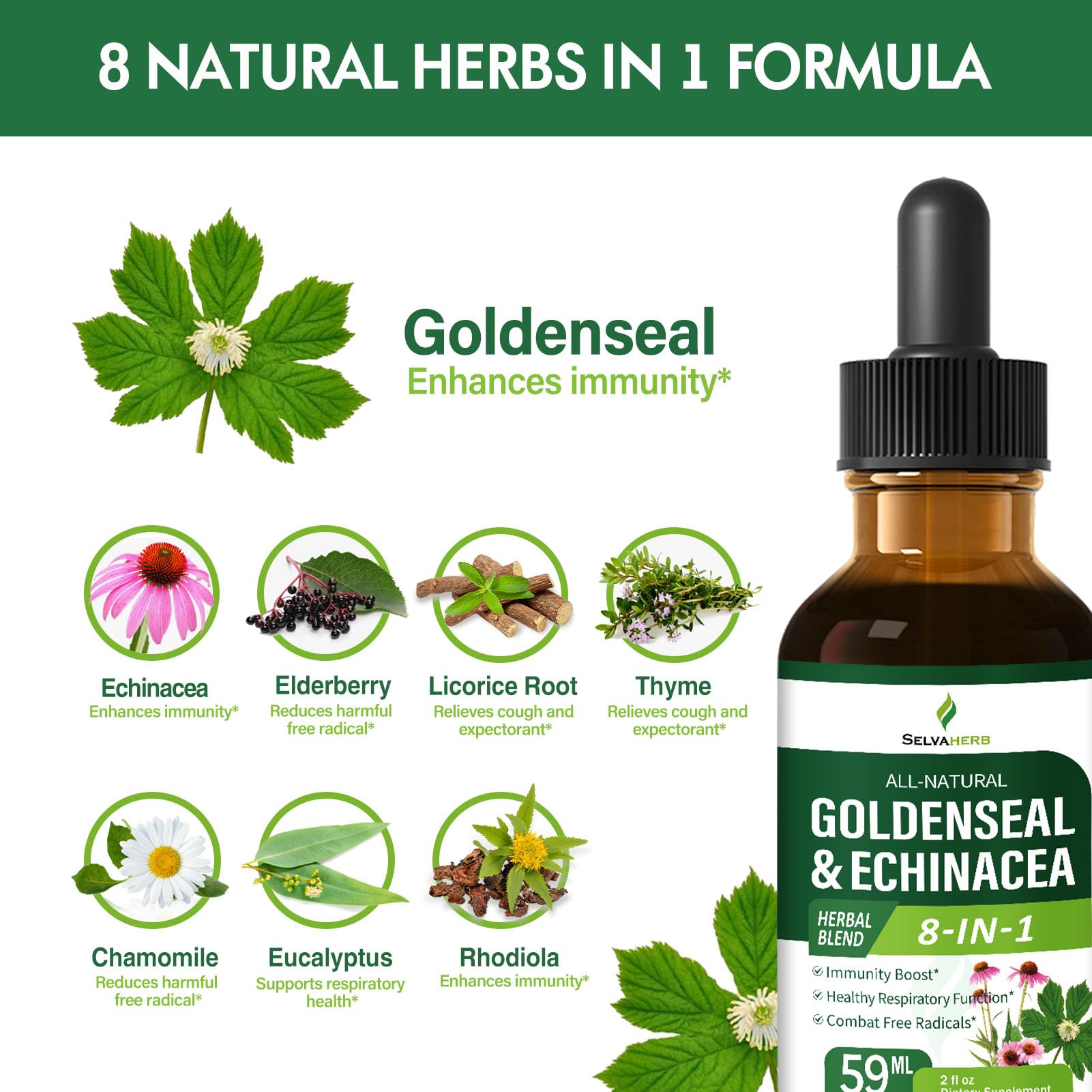 Selvaherb Echinacea Herbal Tincture 150g with measuring dropper