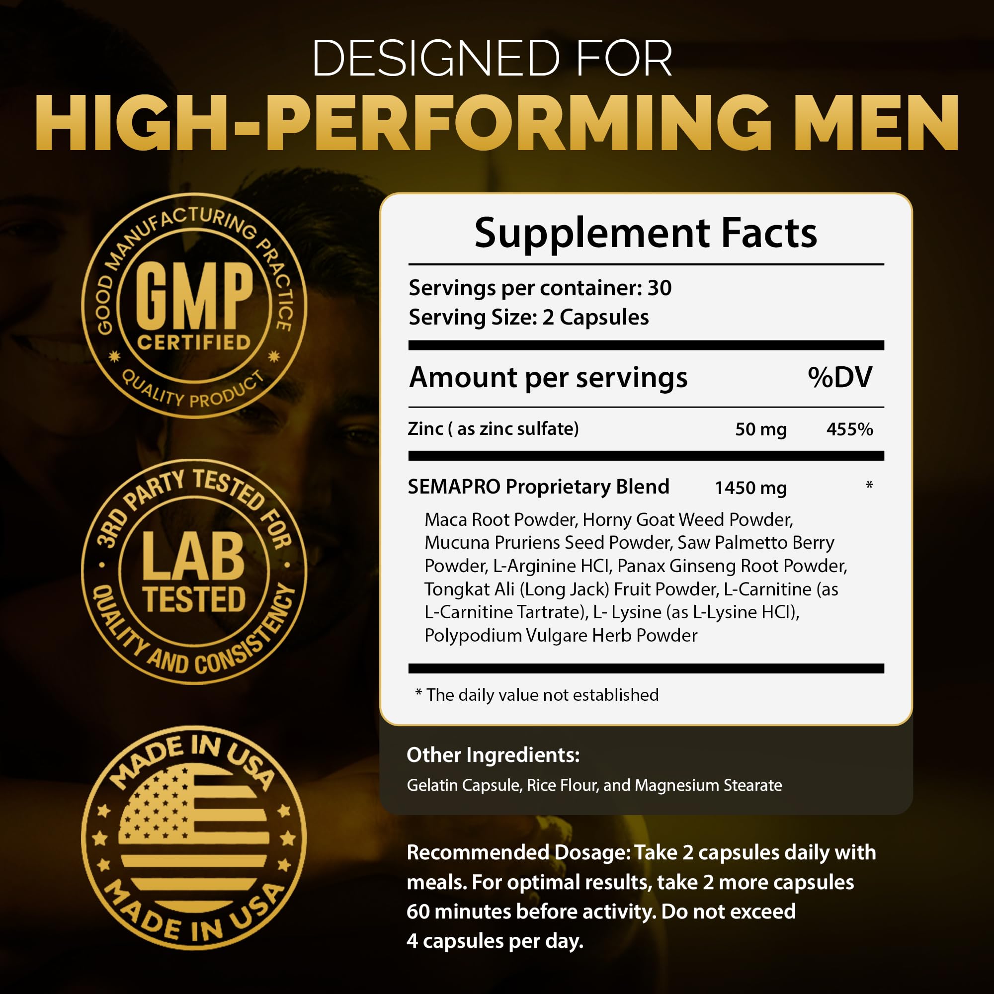 Semapro Blended Vitamin & Mineral Supplement opened bottle with capsules