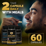 Semapro Blended Vitamin & Mineral Supplement showing capsule size comparison