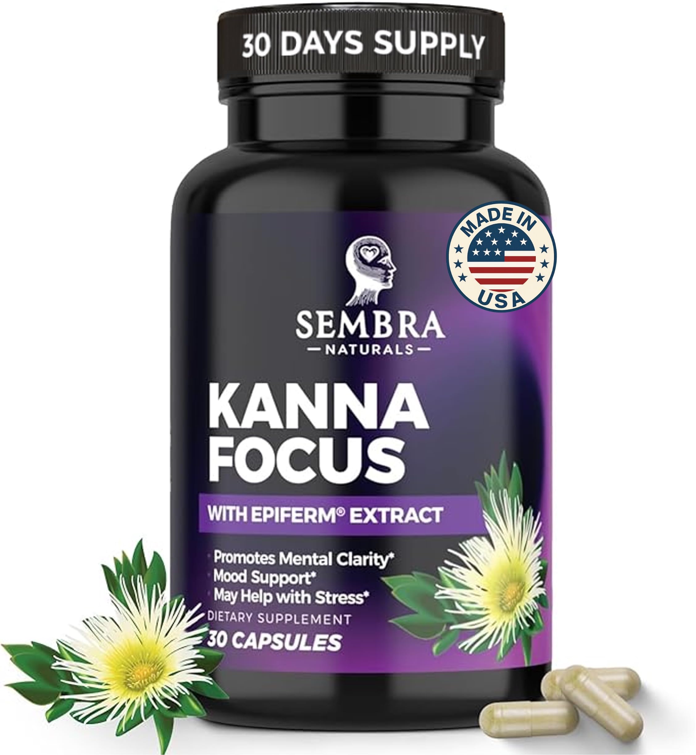 SEMBRA NATURALS Kanna Extract Capsules 50mg front view