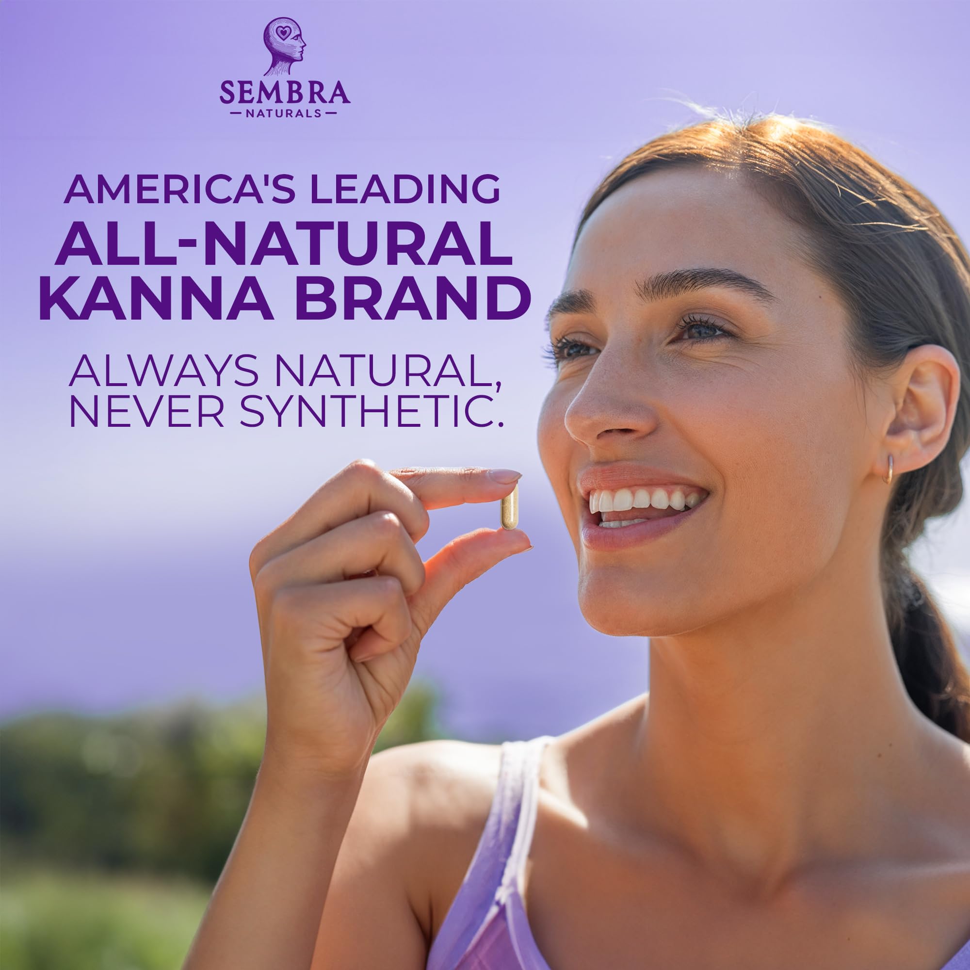 SEMBRA NATURALS Kanna Extract Capsules with a glass of water