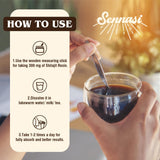 Sennasi Shilajit Resin 30g lifestyle shot with warm drink
