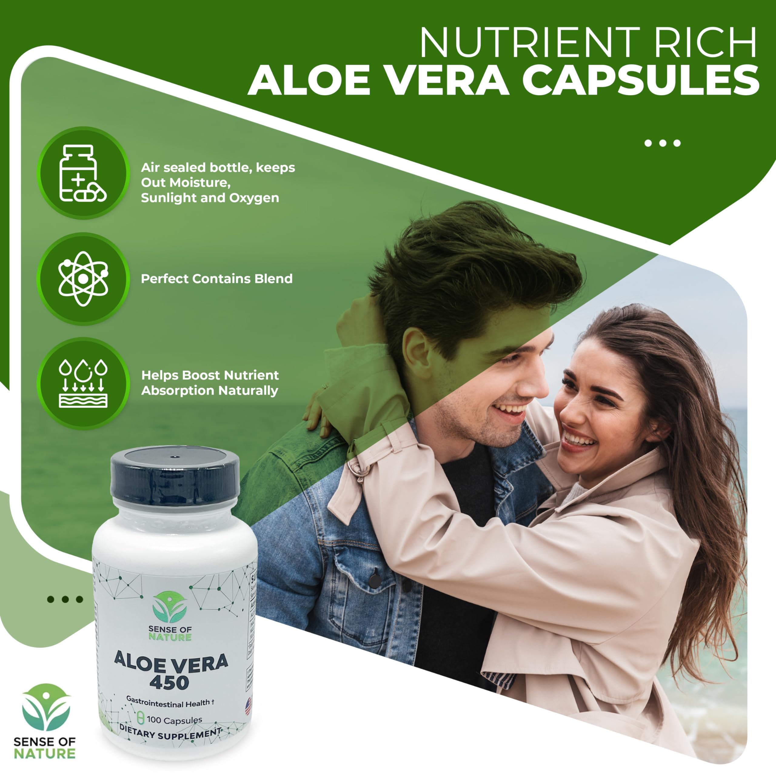 Sense of Nature Aloe Vera 450 supplement with measuring spoon