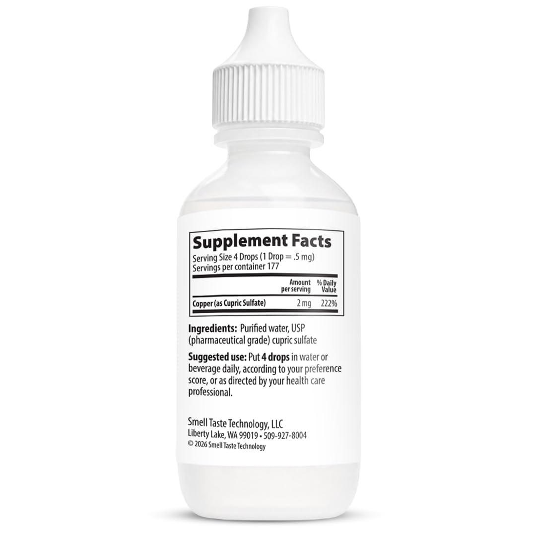 SENSEable Supplements Copper Liquid Mineral 2 oz back view