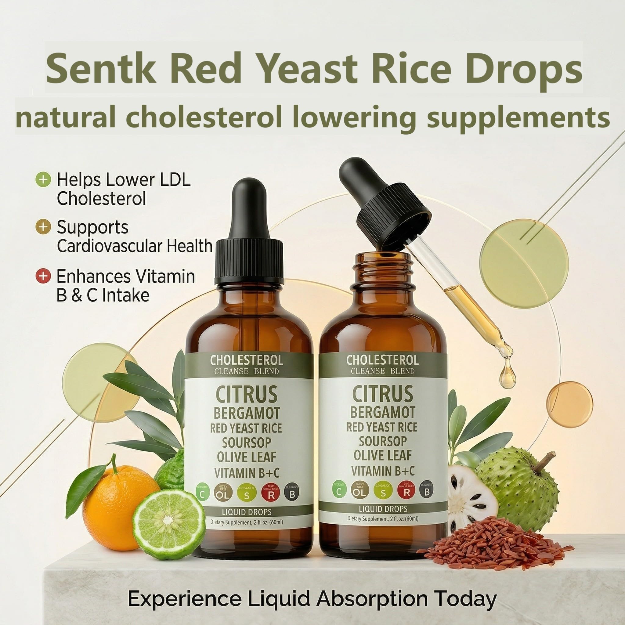 Sentk Citrus Bergamot Liquid Drops 290g lifestyle shot with juice
