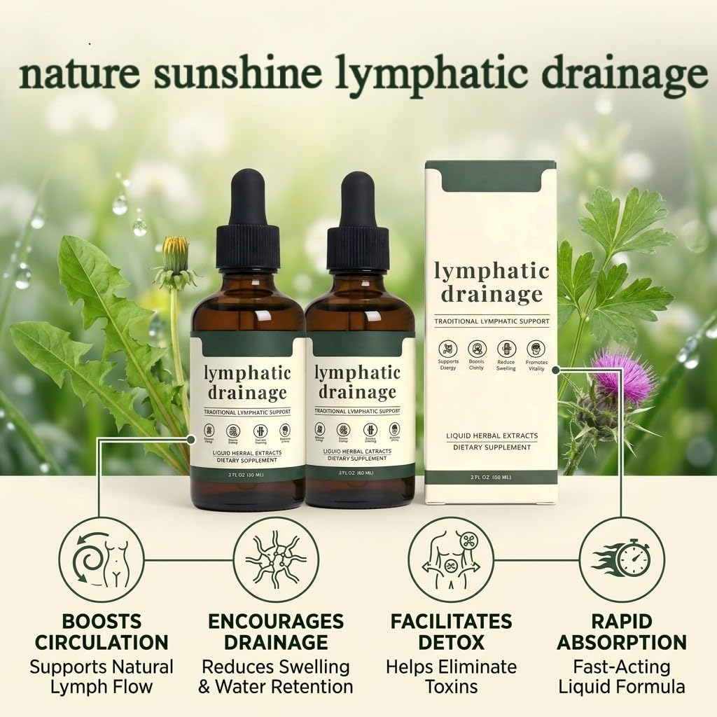 Sentk Lymph Drainage Drops with herbs on wooden table