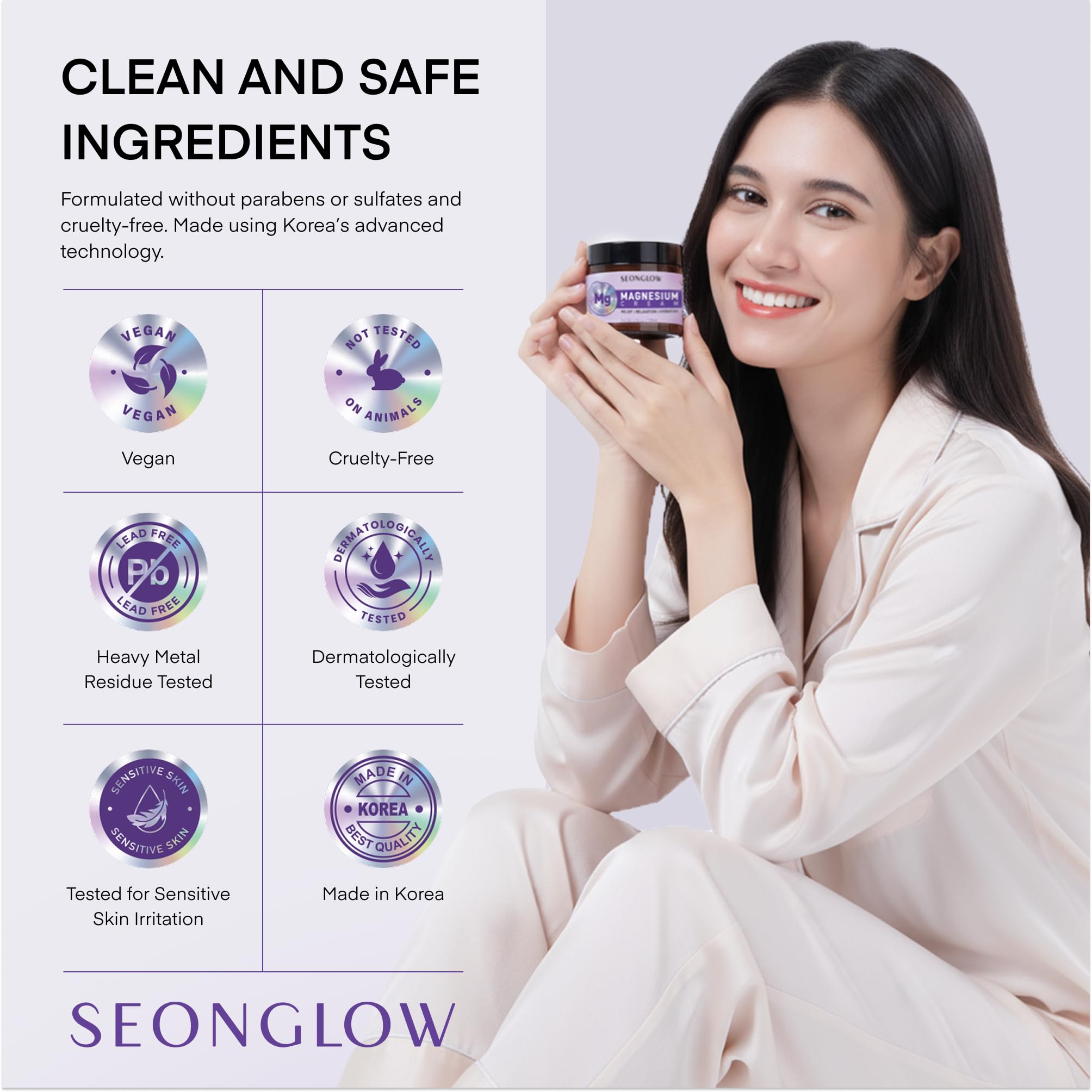 SEONGLOW Magnesium Cream being applied to hands