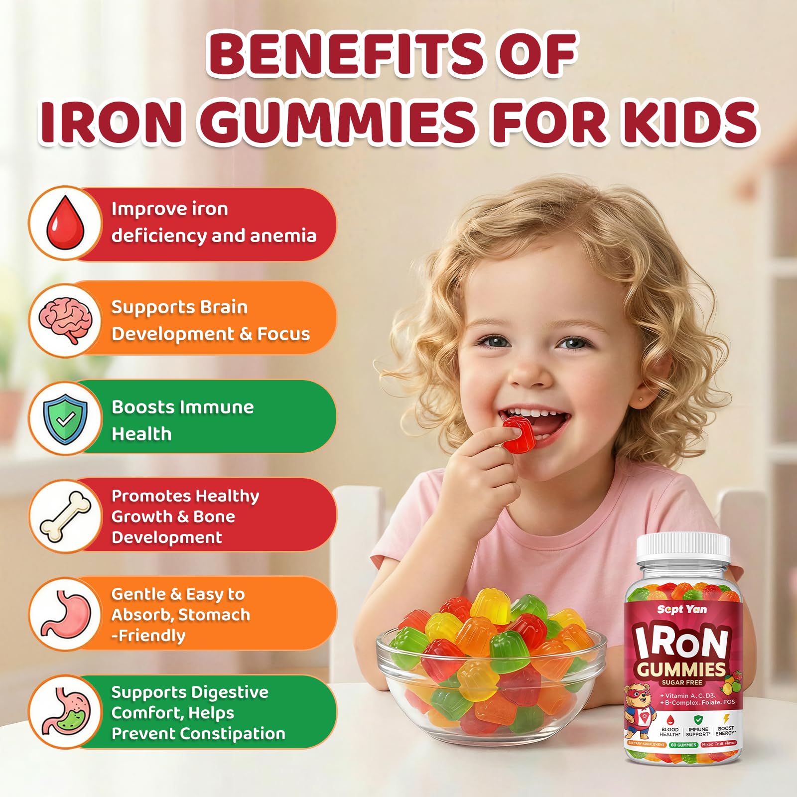 SEPT YAN Iron Gummies for Kids nutritional information