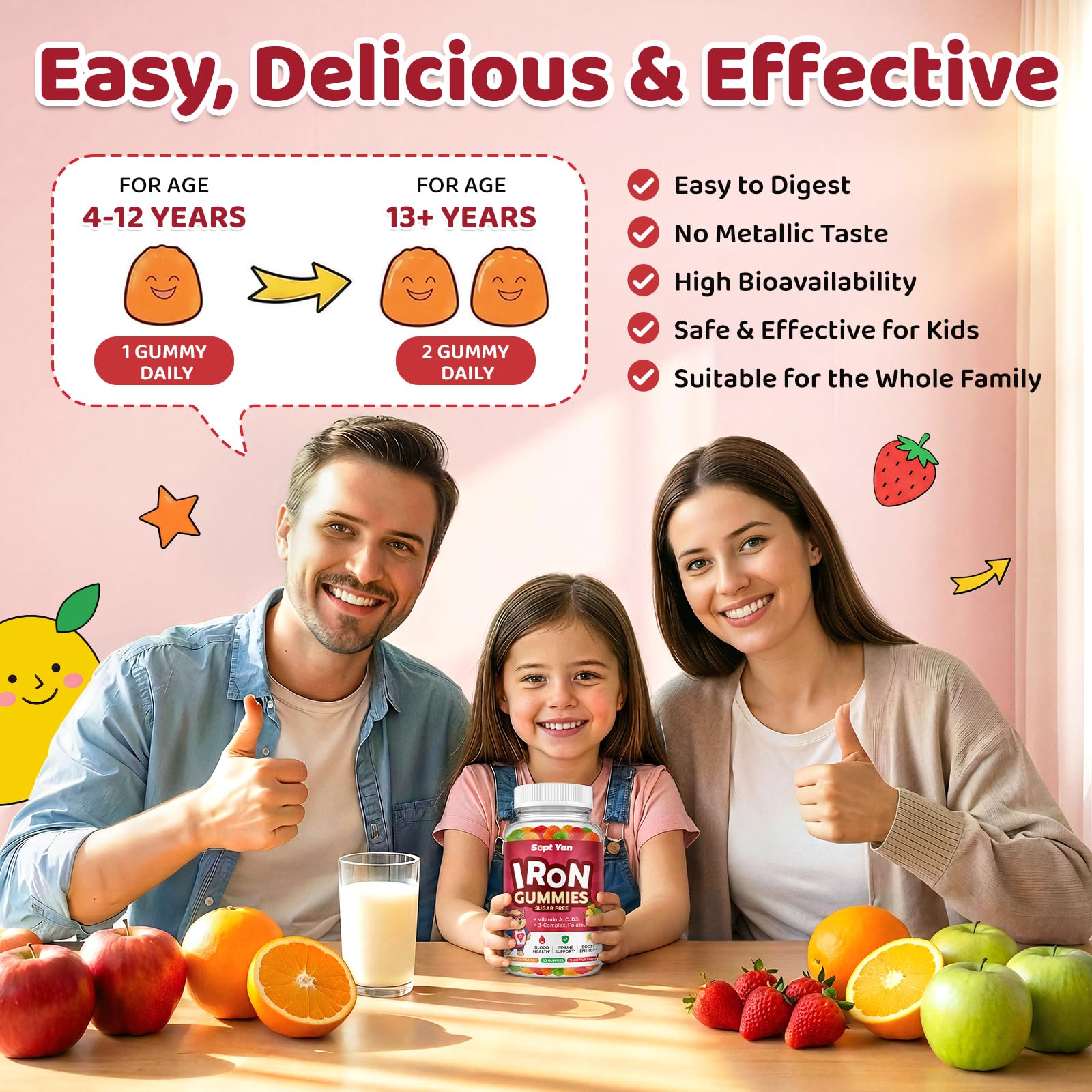 SEPT YAN Iron Gummies for Kids on a kitchen counter