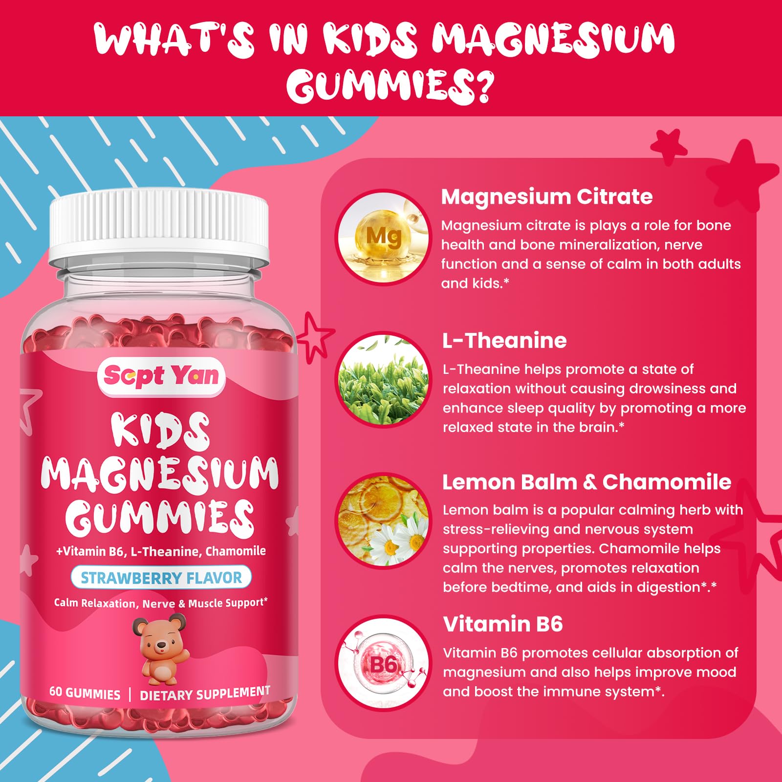 SEPT YAN Kids Magnesium Citrate Gummies bottle with label