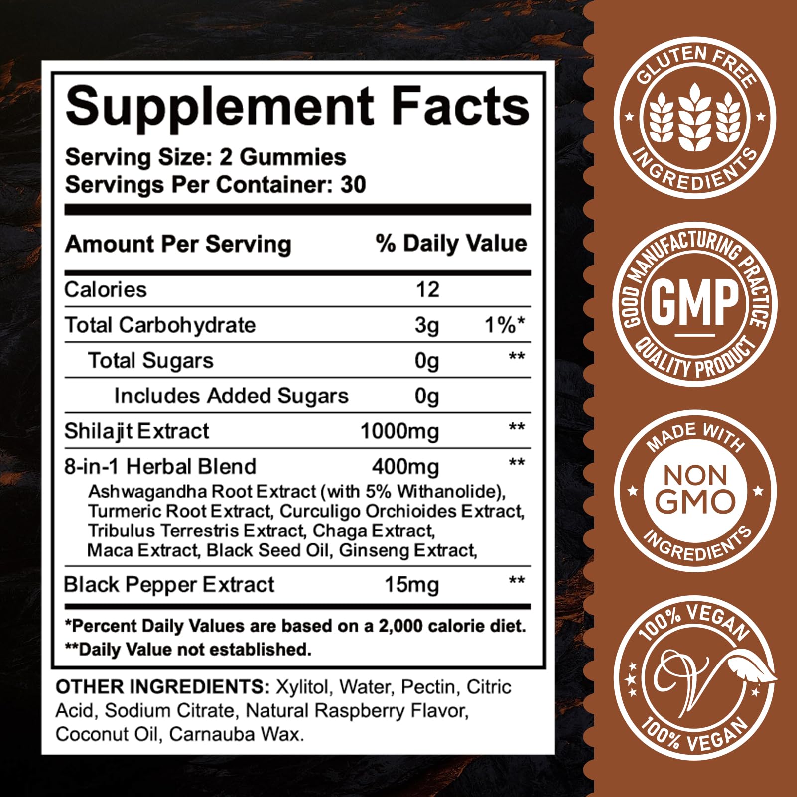 SEPT YAN Shilajit Gummies showing serving suggestion