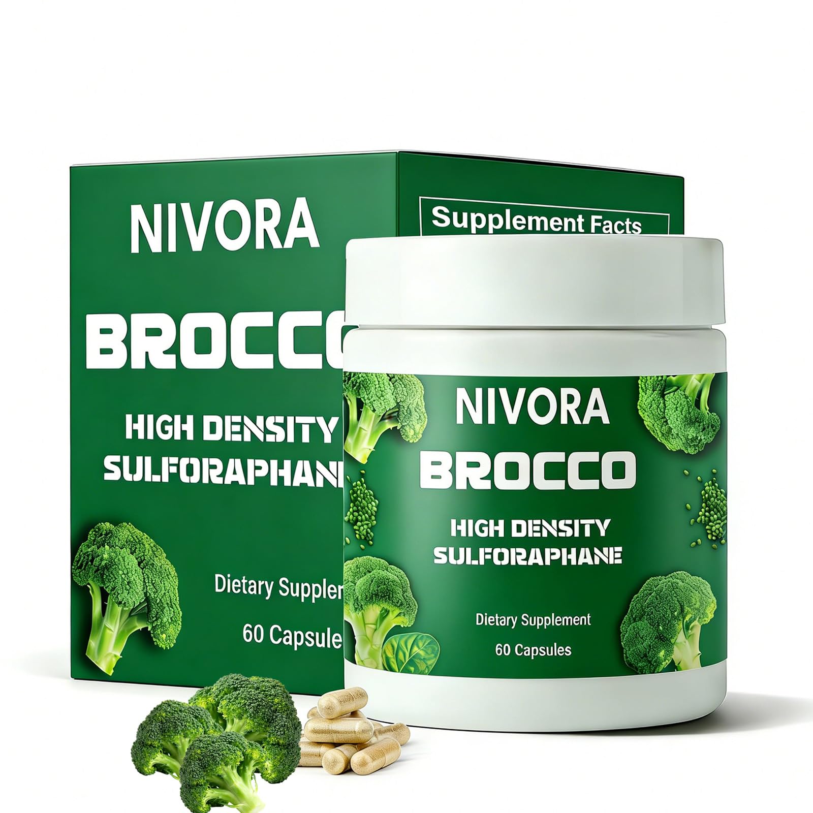 Sequente Broccoli Sprout Extract Capsules front view with packaging