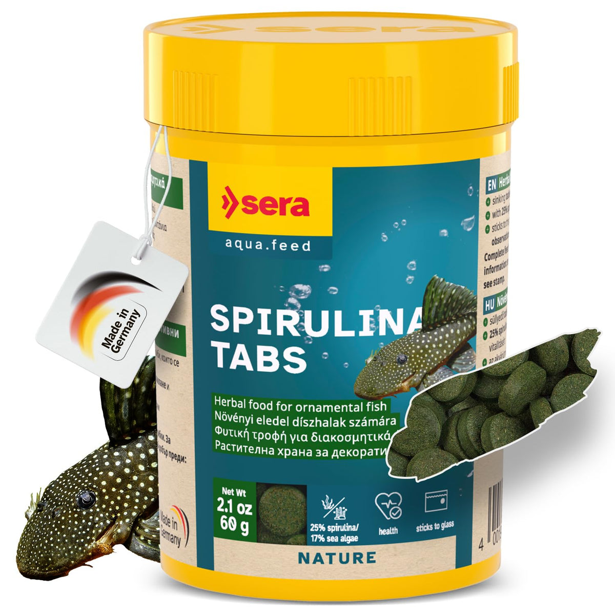 Sera Spirulina Tabs Nature 24% Spirulina front view packaging