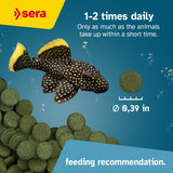 Sera Spirulina Tabs Nature 24% Spirulina tabs in aquarium