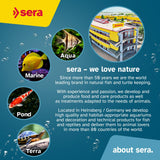 Sera Spirulina Tabs Nature 24% Spirulina tabs on aquarium glass