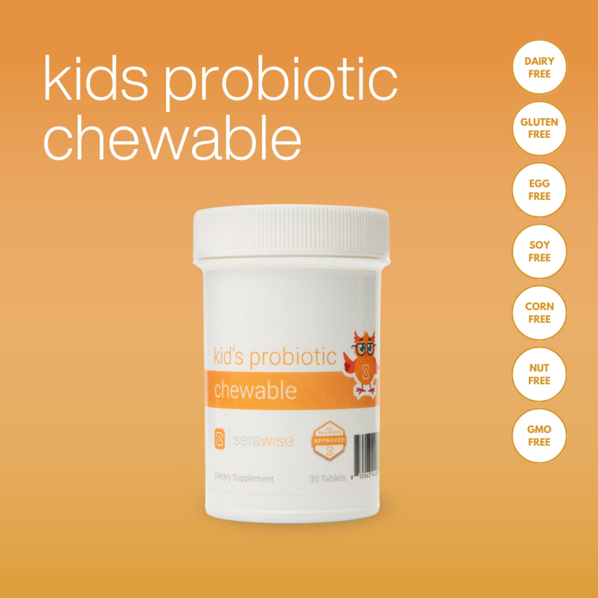 Serawise Kids Probiotic Chewable Tablets side view