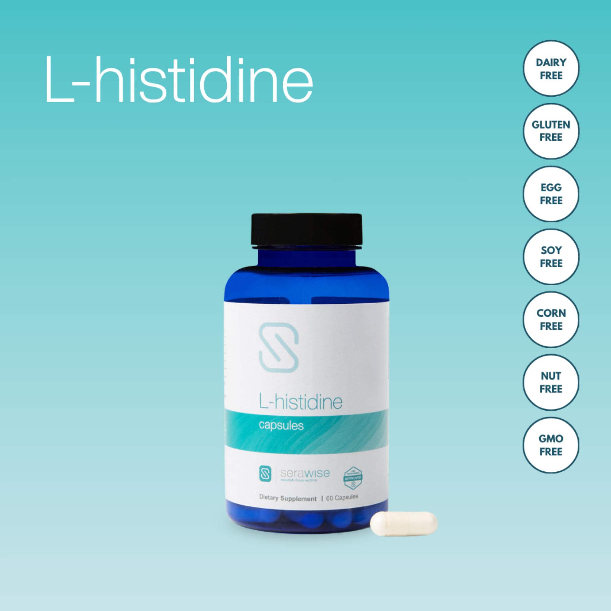 Serawise L-Histidine capsules close-up
