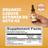 Serawise Organic Liquid Vitamin D3 with K2 30mL bottle side view