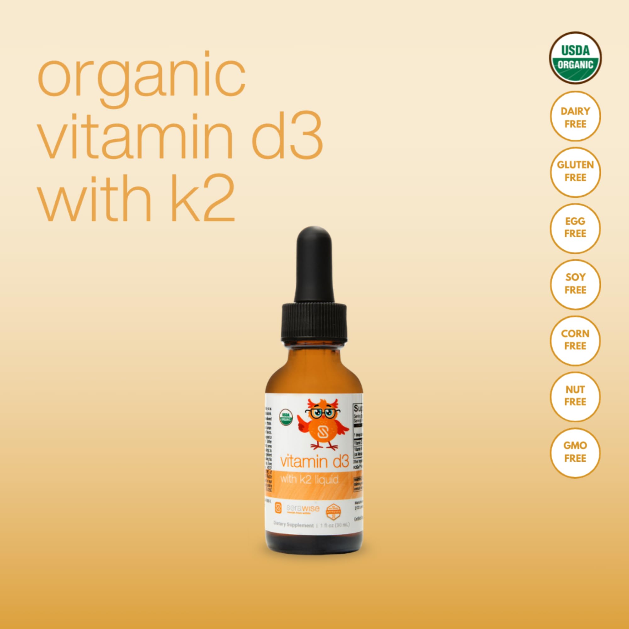 Serawise Organic Liquid Vitamin D3 with K2 packaging