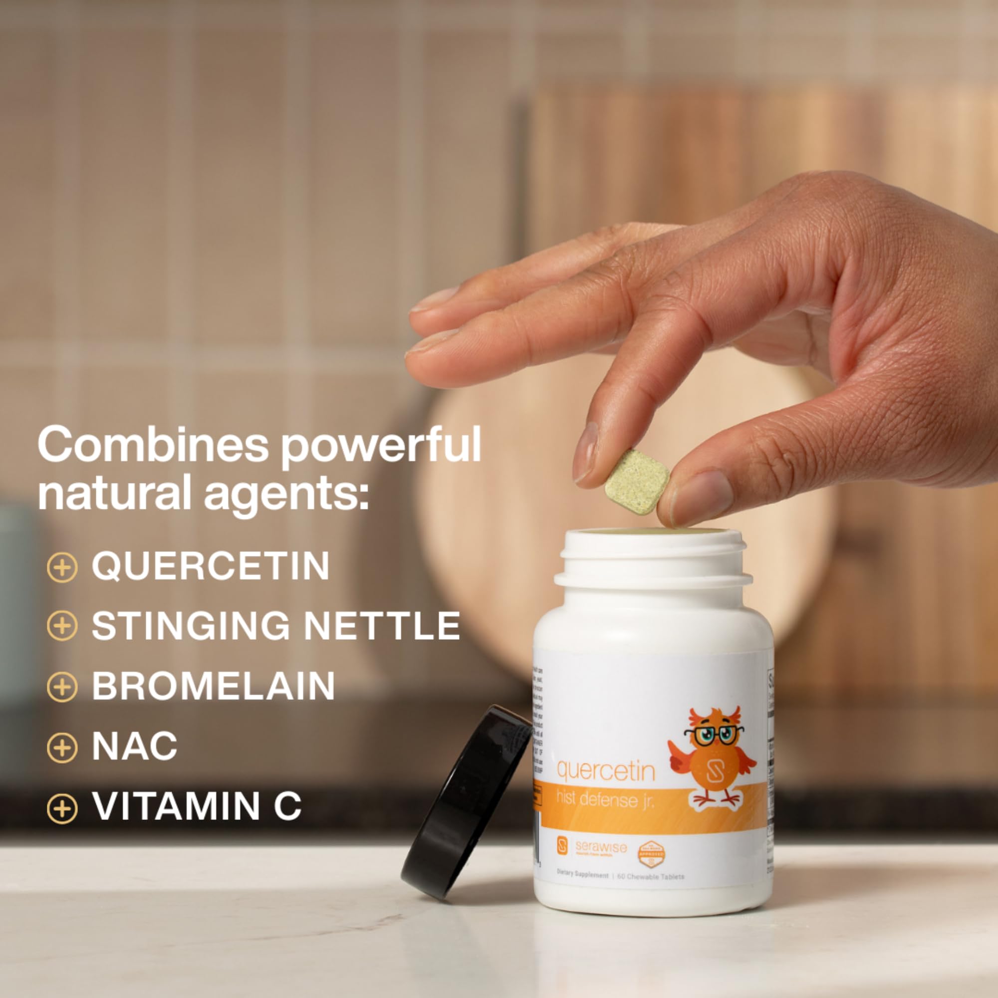 Serawise Quercetin supplement in a spoonful of applesauce