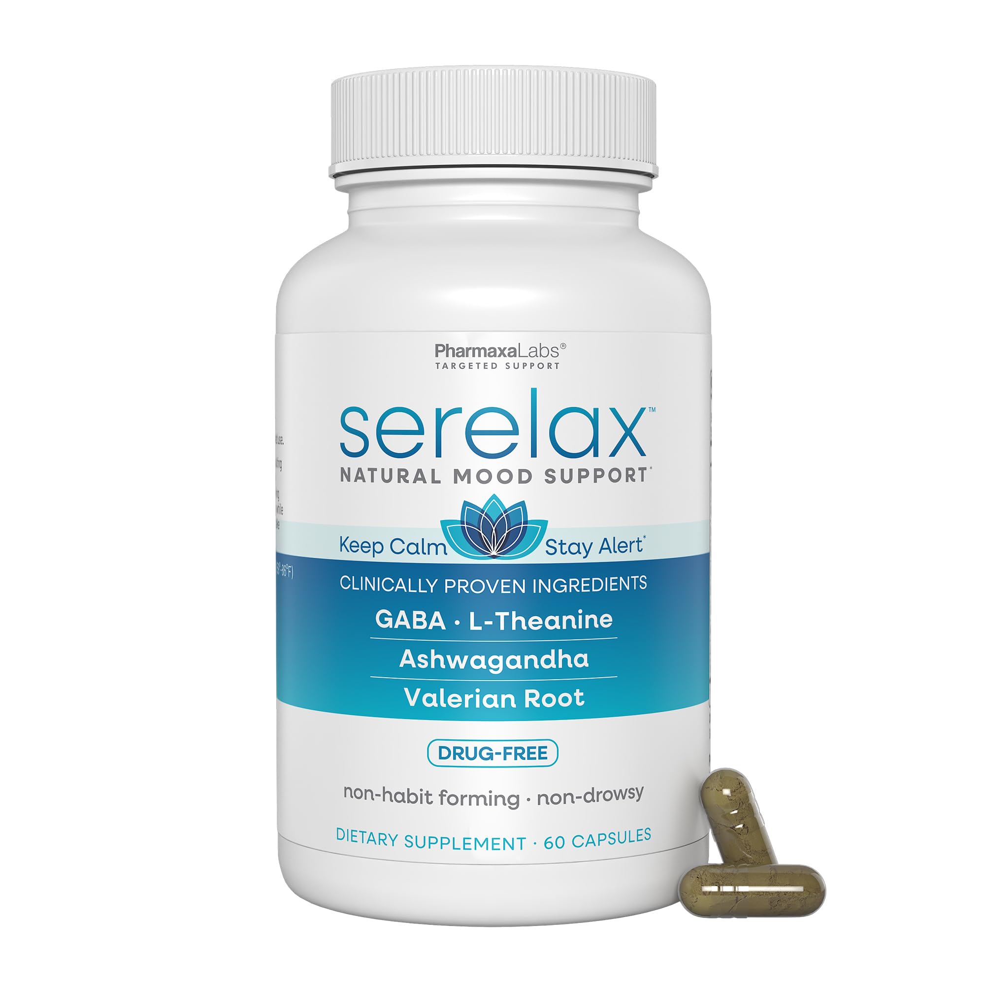 Serelax Ashwagandha Herbal Supplement 30 Capsules front view