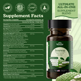 Serene Herbs 17-in-1 Blended Vitamin & Mineral Supplement capsules in a glass of water