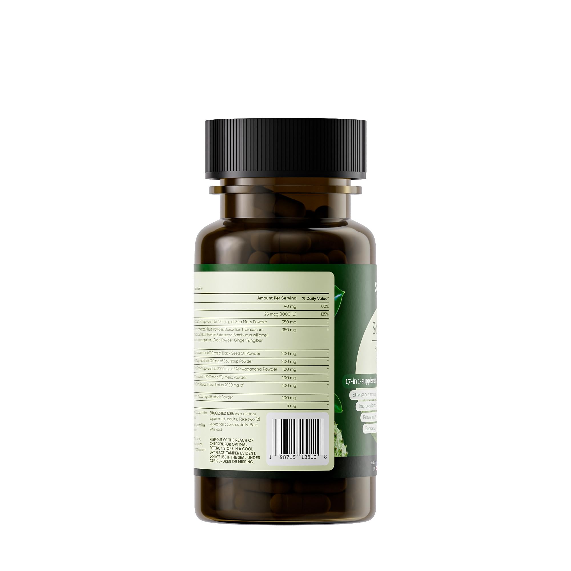 Serene Herbs 17-in-1 Blended Vitamin & Mineral Supplement packaging details