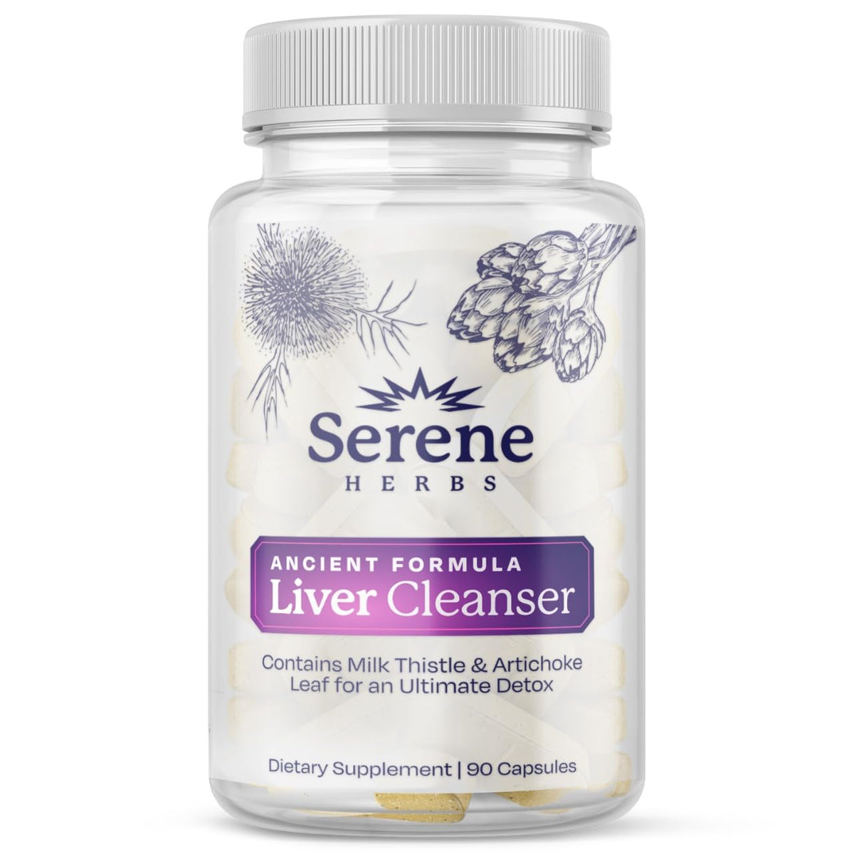 Serene Herbs Artichoke Liver Capsules front view with packaging