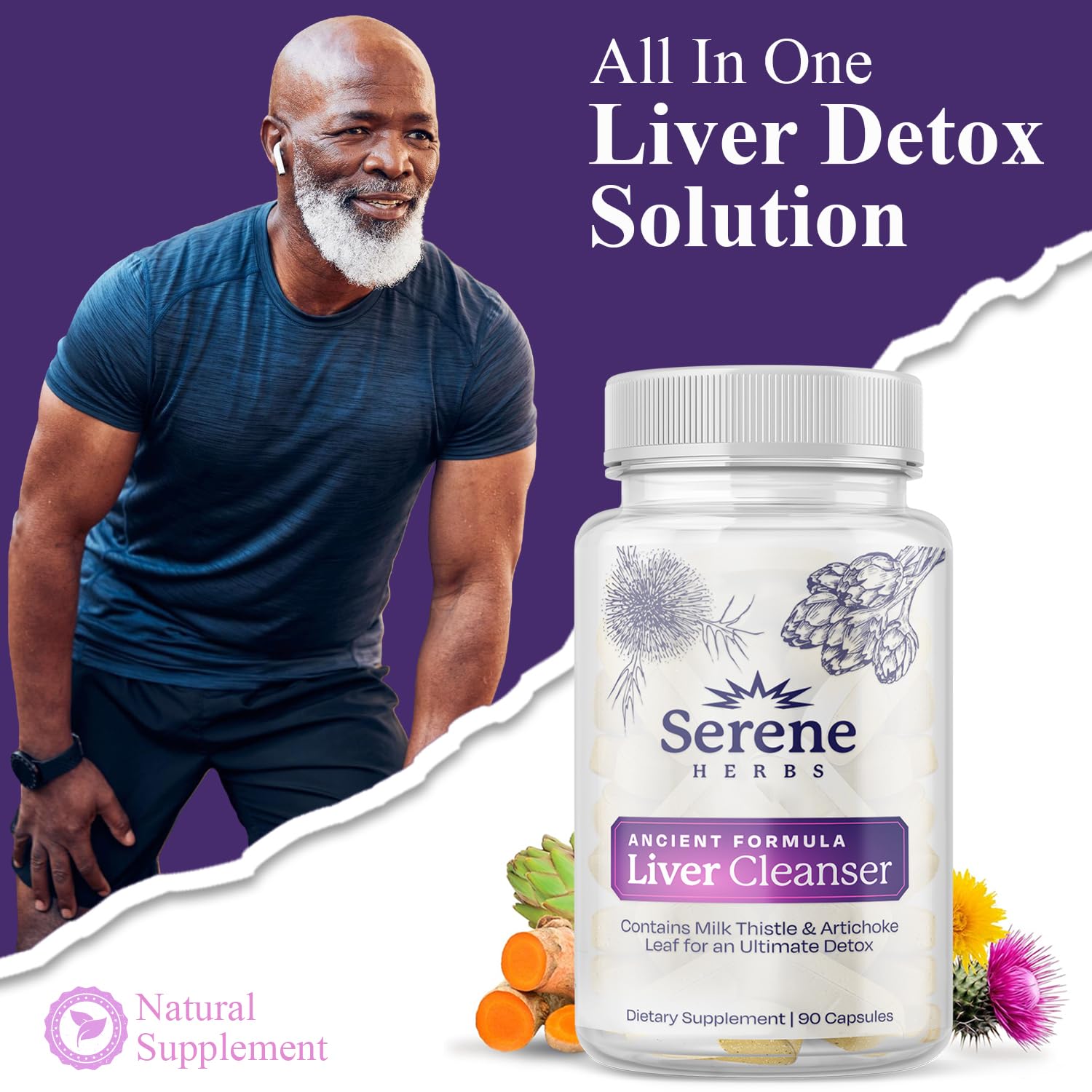 Serene Herbs Artichoke Liver Capsules opened bottle with capsules
