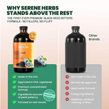 Serene Herbs Black Seed Bitters 530g on a kitchen counter