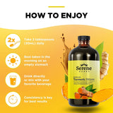 Serene Herbs Liquid Turmeric Shots 1000mg ingredients close-up