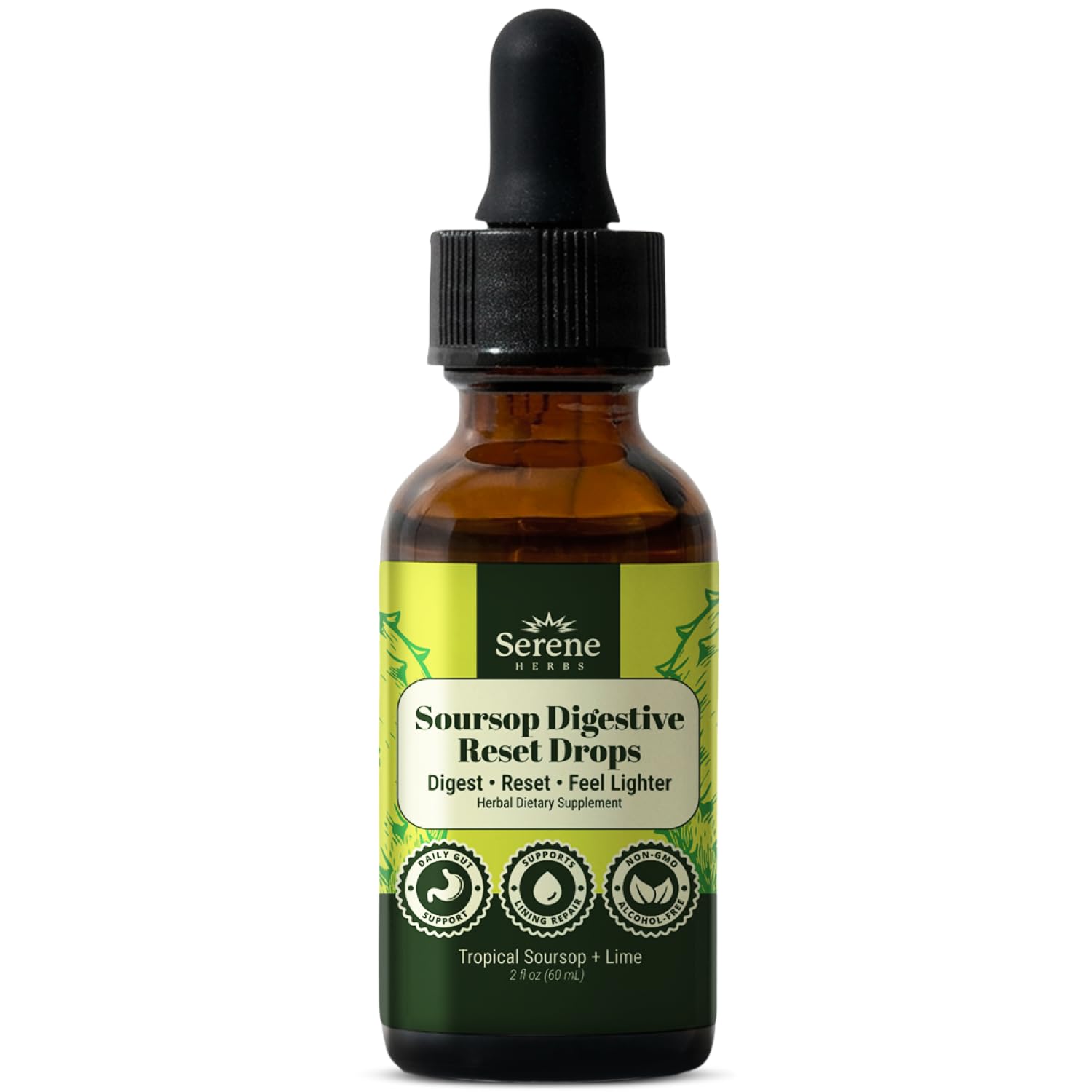 Serene Herbs Soursop daily Reset Drops 2 fl oz bottle front view